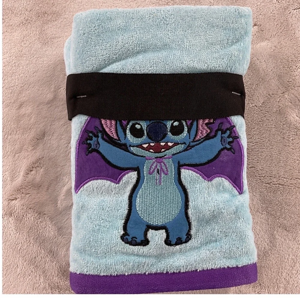 Disney Stitch Halloween 2 Pack Hand Towels Vampire Bat Blue Purple Cotton NWT